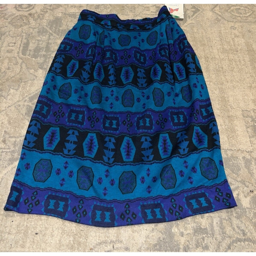 New F Stop Vintage Pencil Skirt Teal‎ Purple Blue Sz Small Pleated Womens